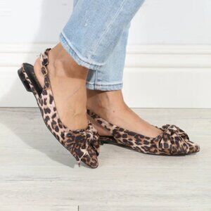 Bamboo Leopard Slingback Flats NIB